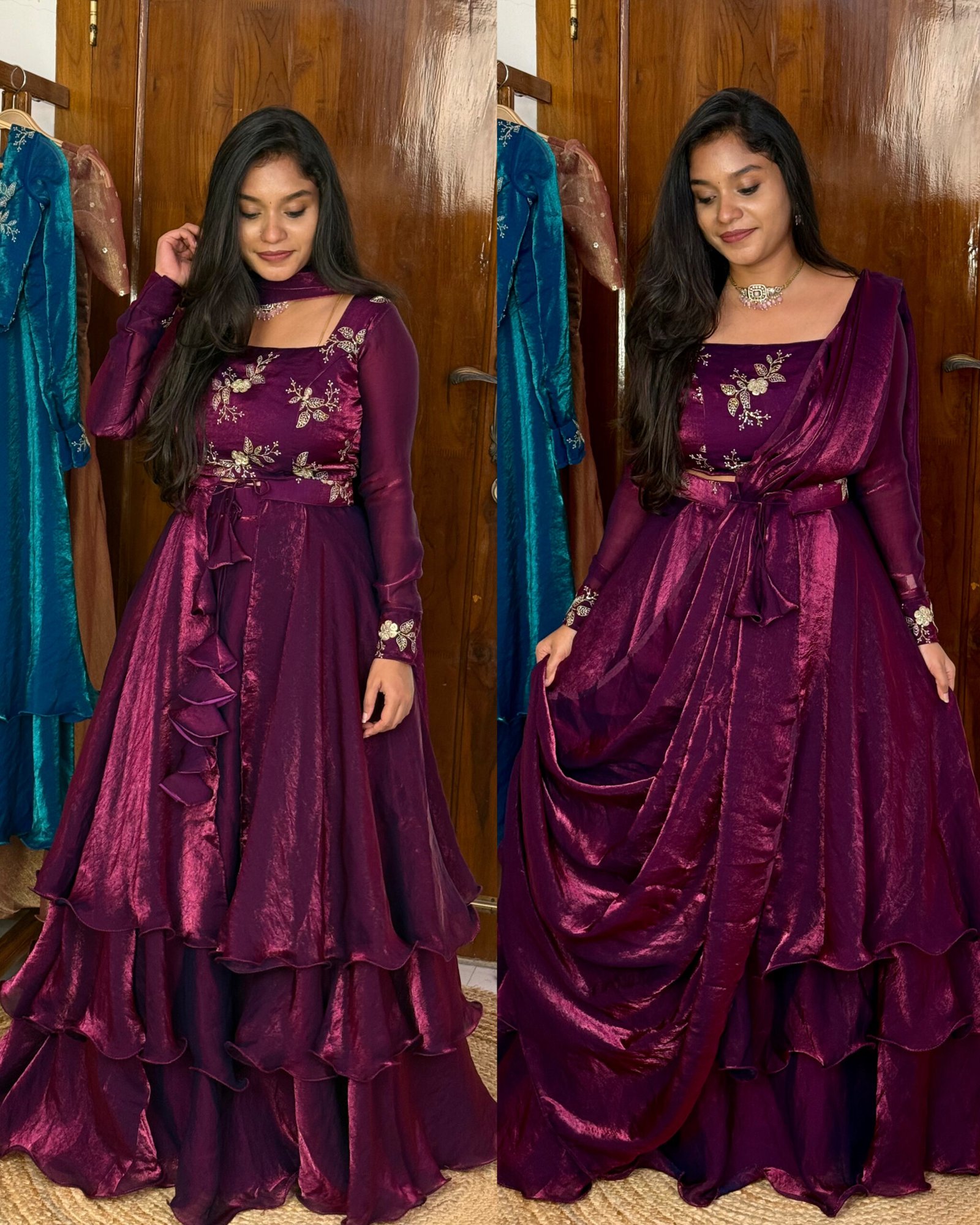 3 in 1 Lehenga - Magenta purple