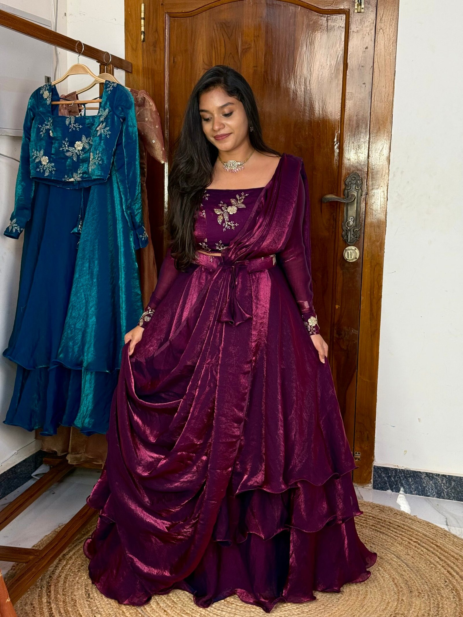 3 in 1 Lehenga - Magenta purple