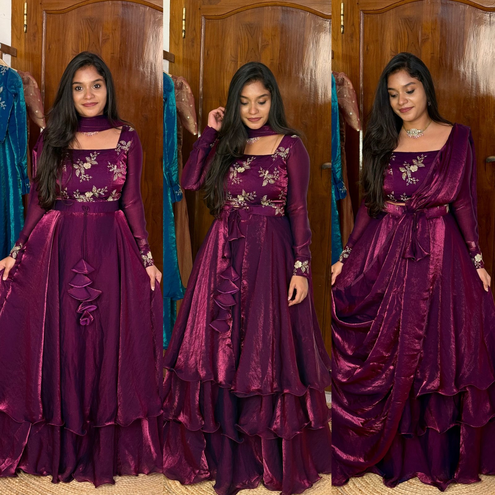 3 in 1 Lehenga - Magenta purple