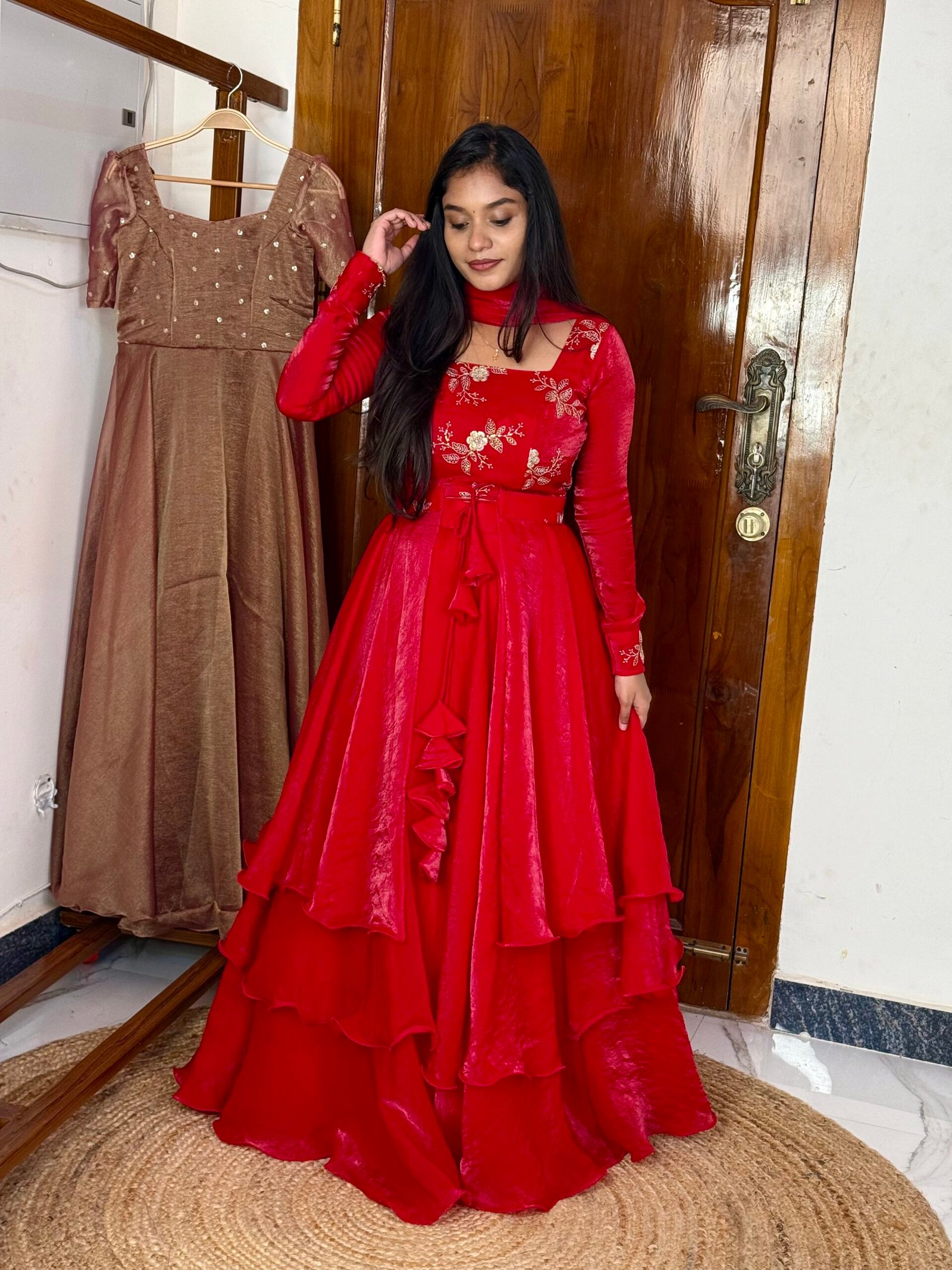 3 in 1 LEHENGA - Pinkish red