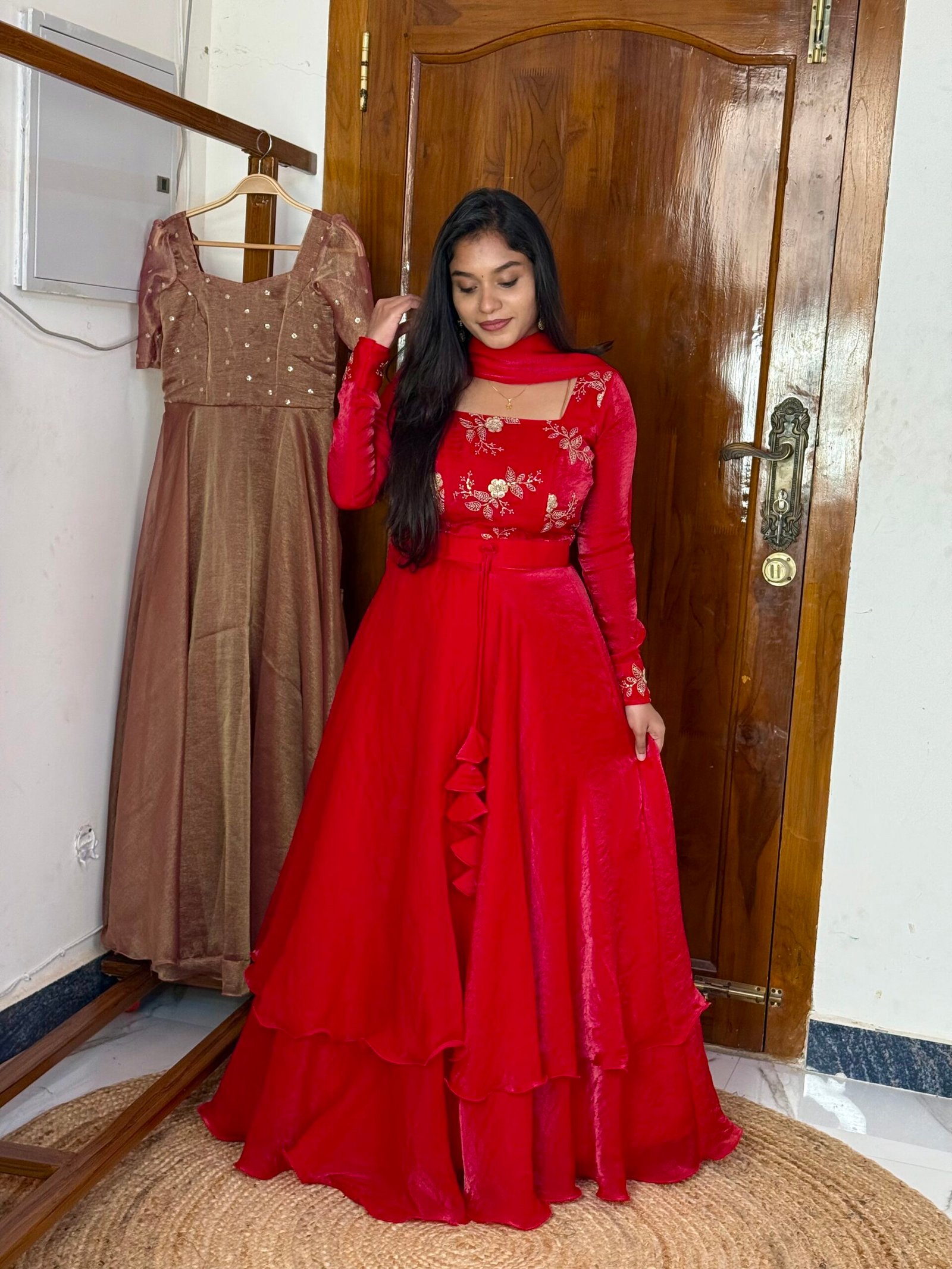 3 in 1 LEHENGA - Pinkish red