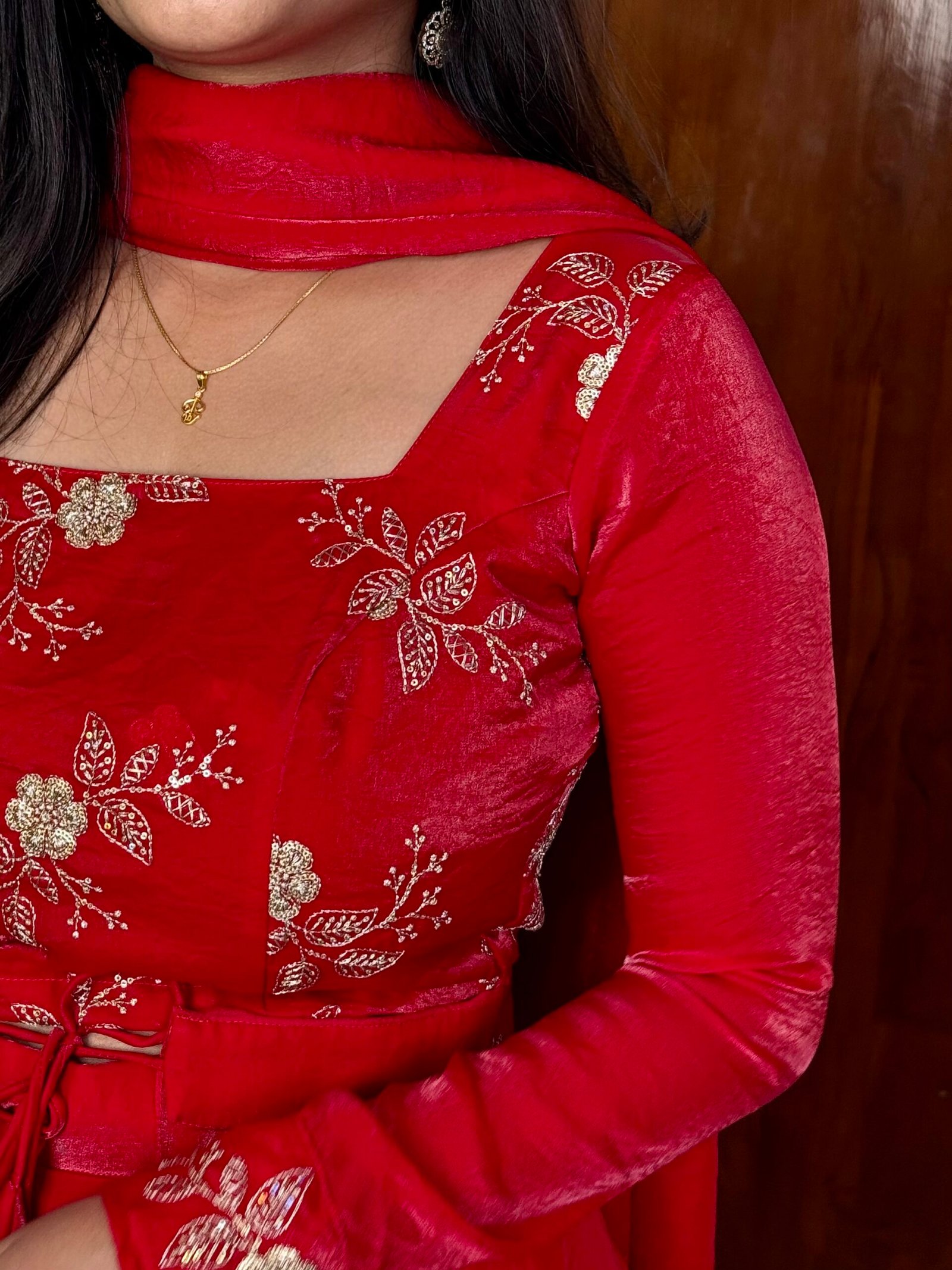 3 in 1 LEHENGA - Pinkish red
