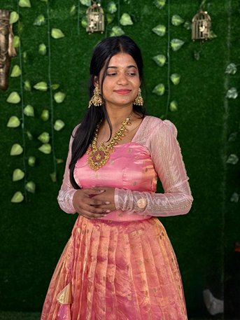 Bridal Pure Tissue Silk - Pink (Lehenga)