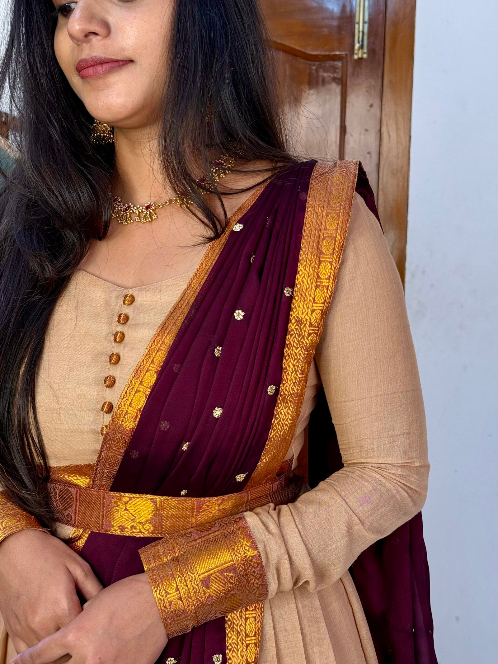 Ezhil Off white Maxi dress
