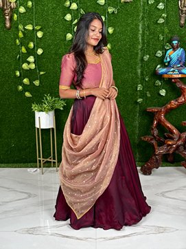 KADHALI - PINK & WINE (Lehenga)