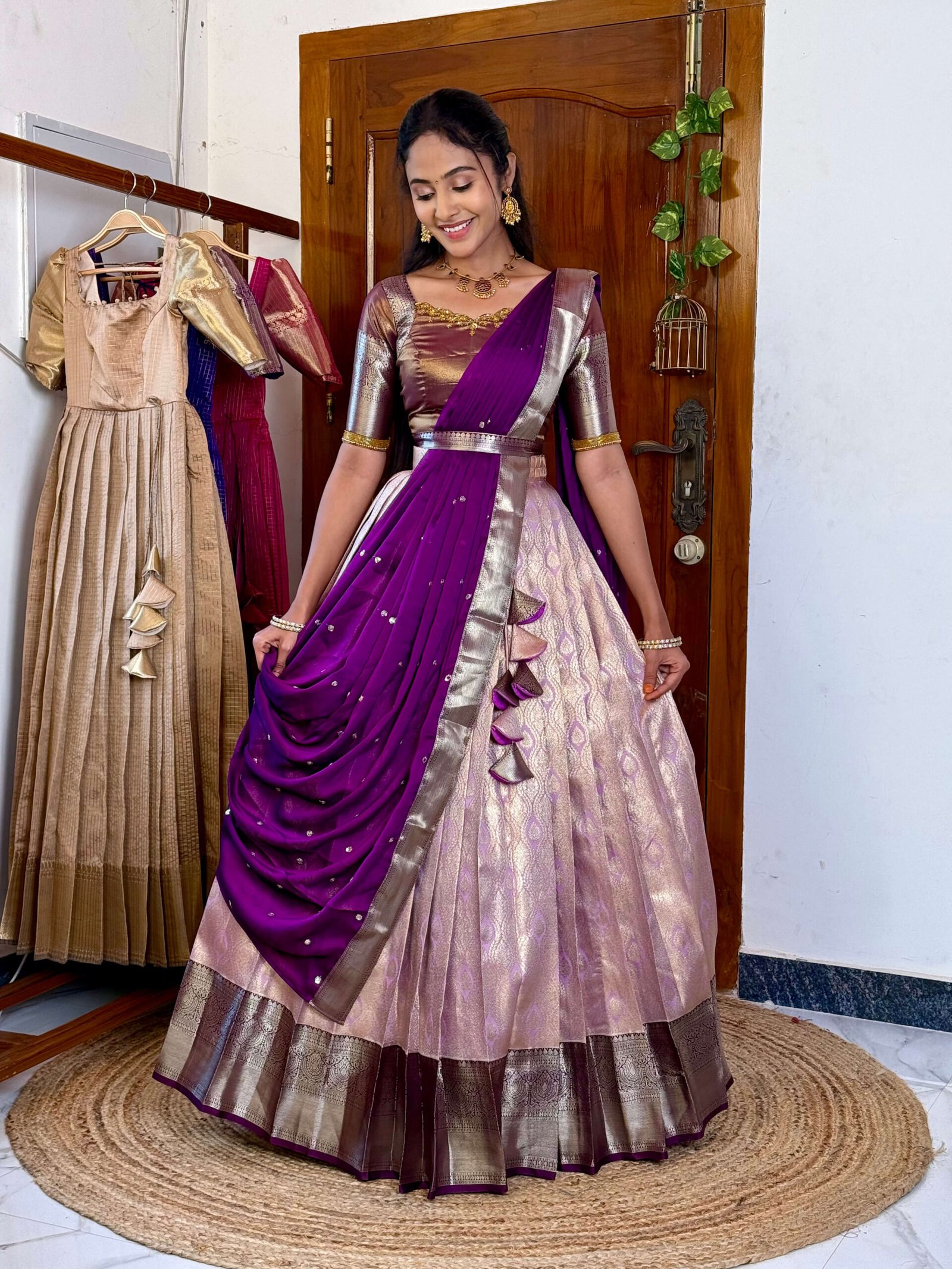 Lavender Premium Kanchipuram Silk Lehenga