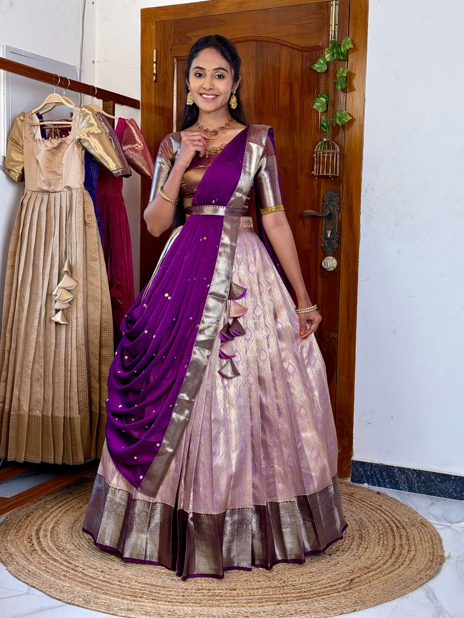 Lavender Premium Kanchipuram Silk Lehenga