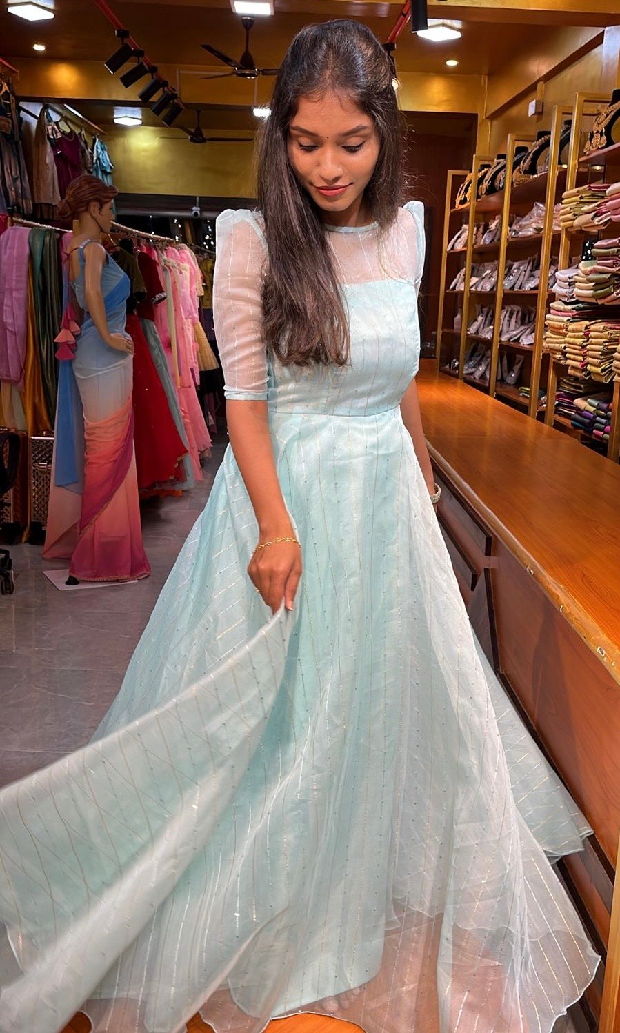 LINEN ORGANZA - Ocean blue (Maxi)