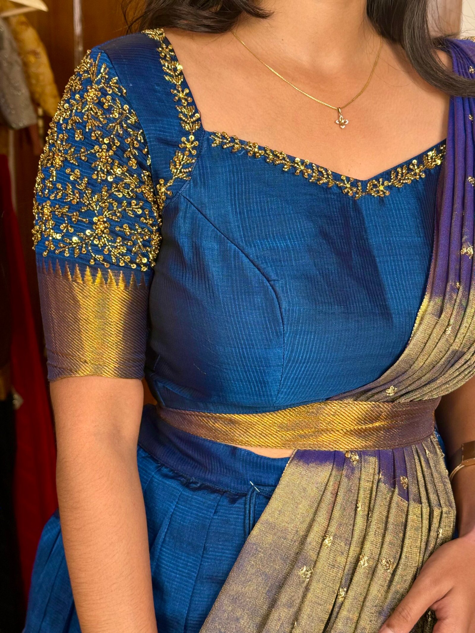 Mangalagiri Silk Premium Halfsaree - Blue