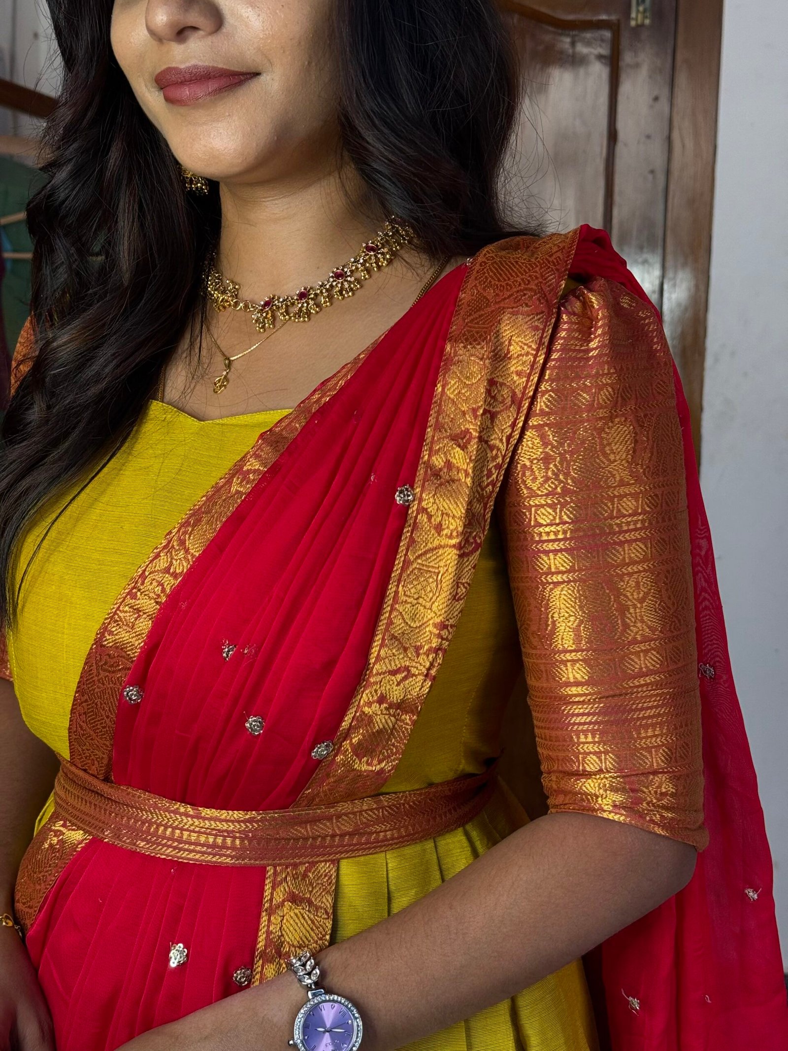 Mayil Green and rani pink Maxi