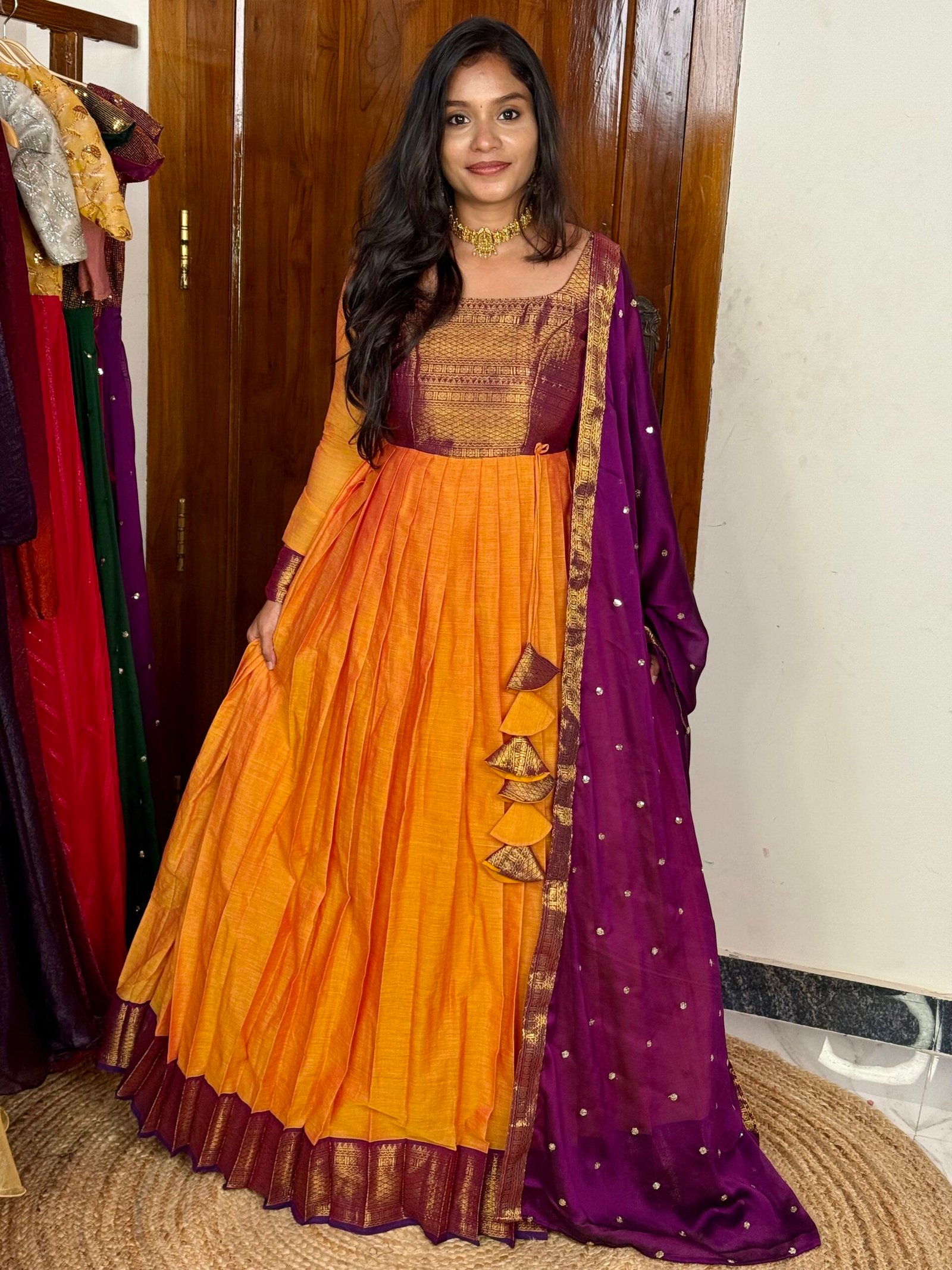 Mayil Maxi - Mustard And Purple