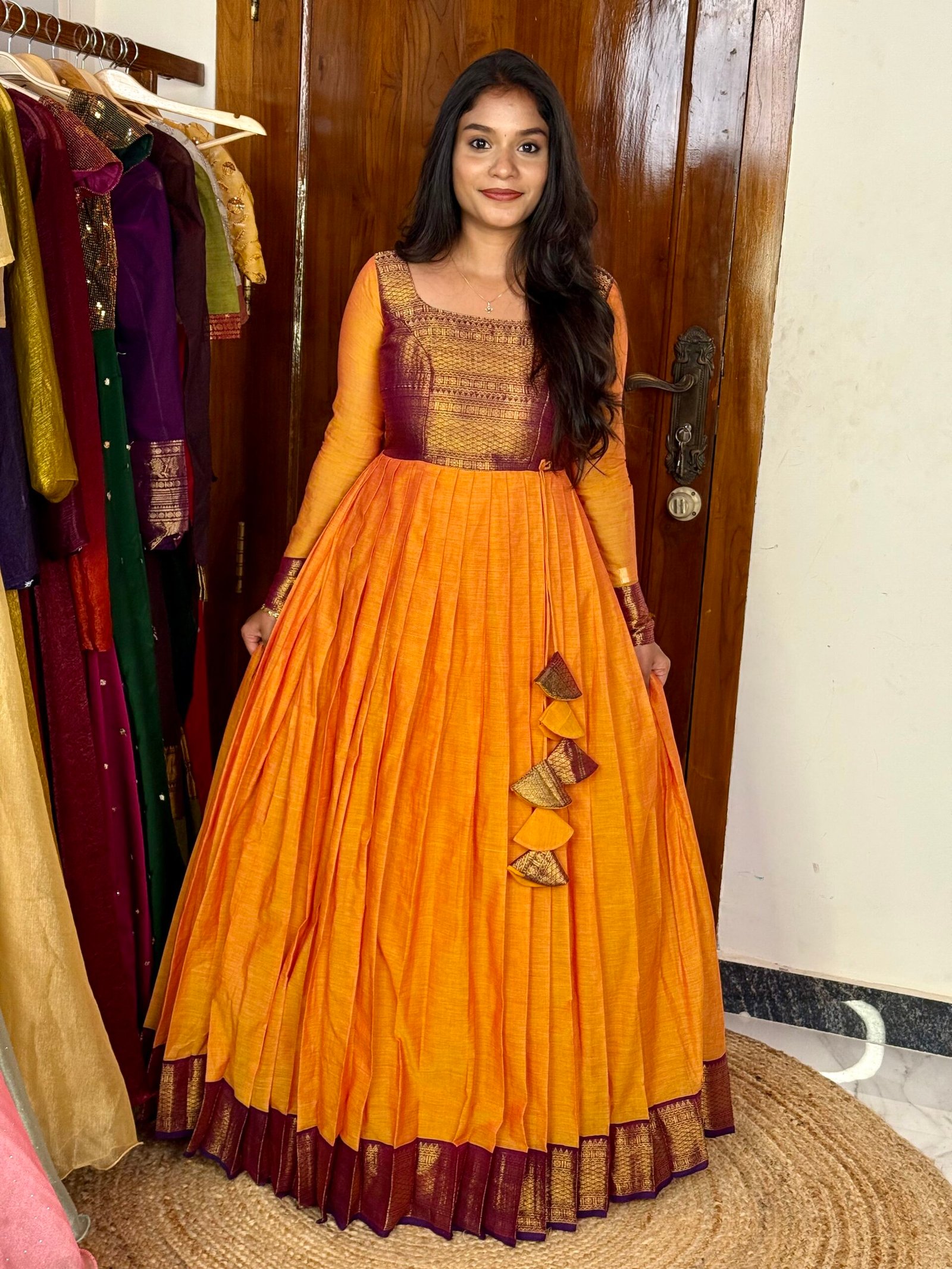 Mayil Maxi - Mustard And Purple