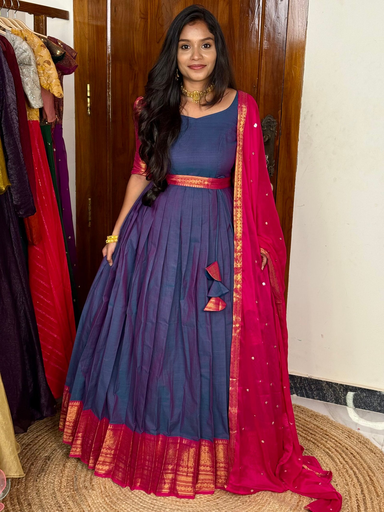 Mayil Maxi - Peacock And Ranipink