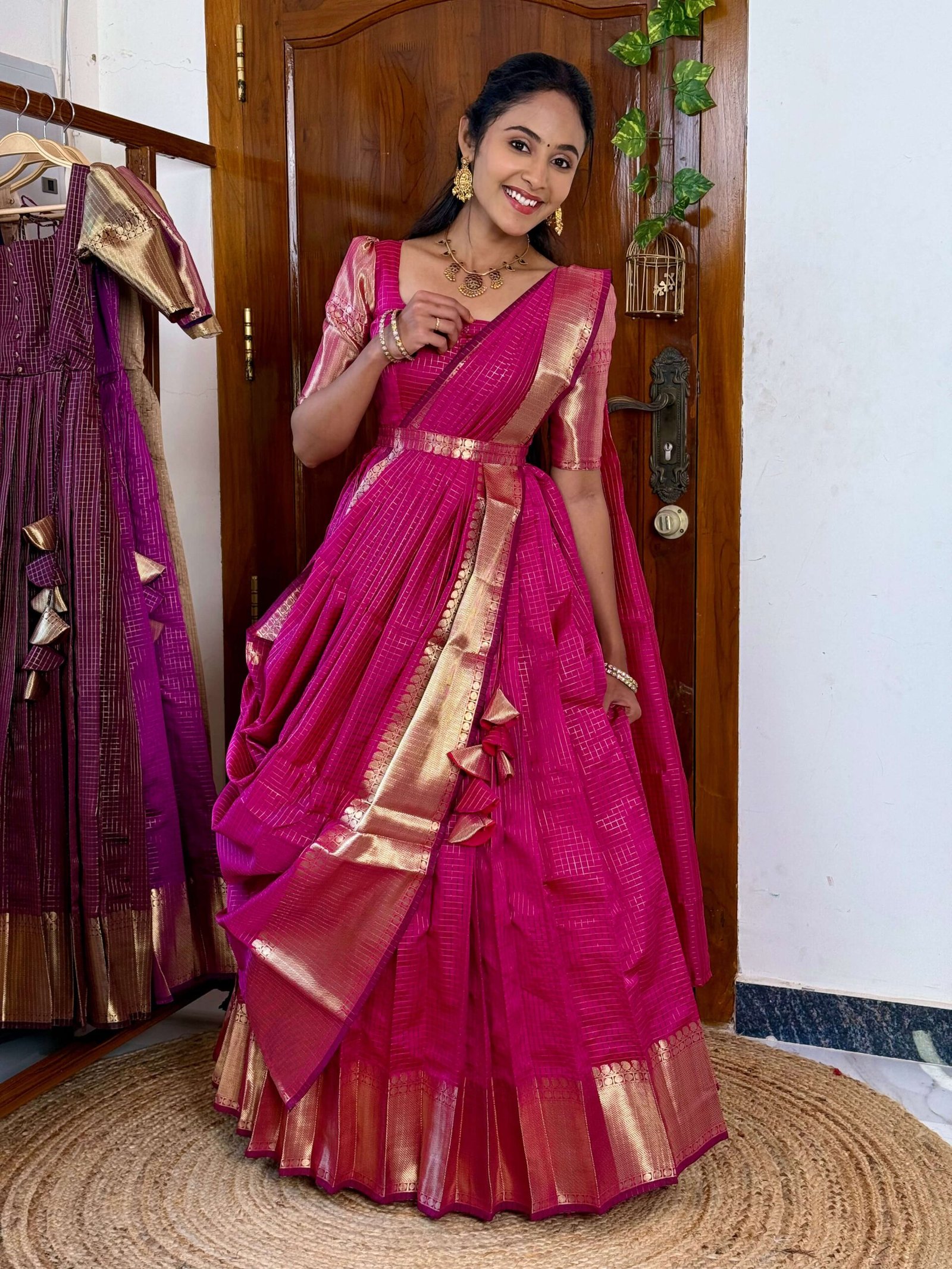 Zari Kattam Rani Pink