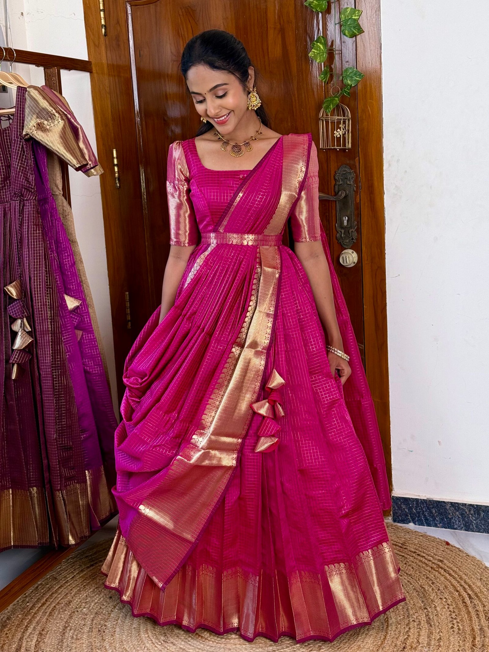 Zari Kattam Rani Pink