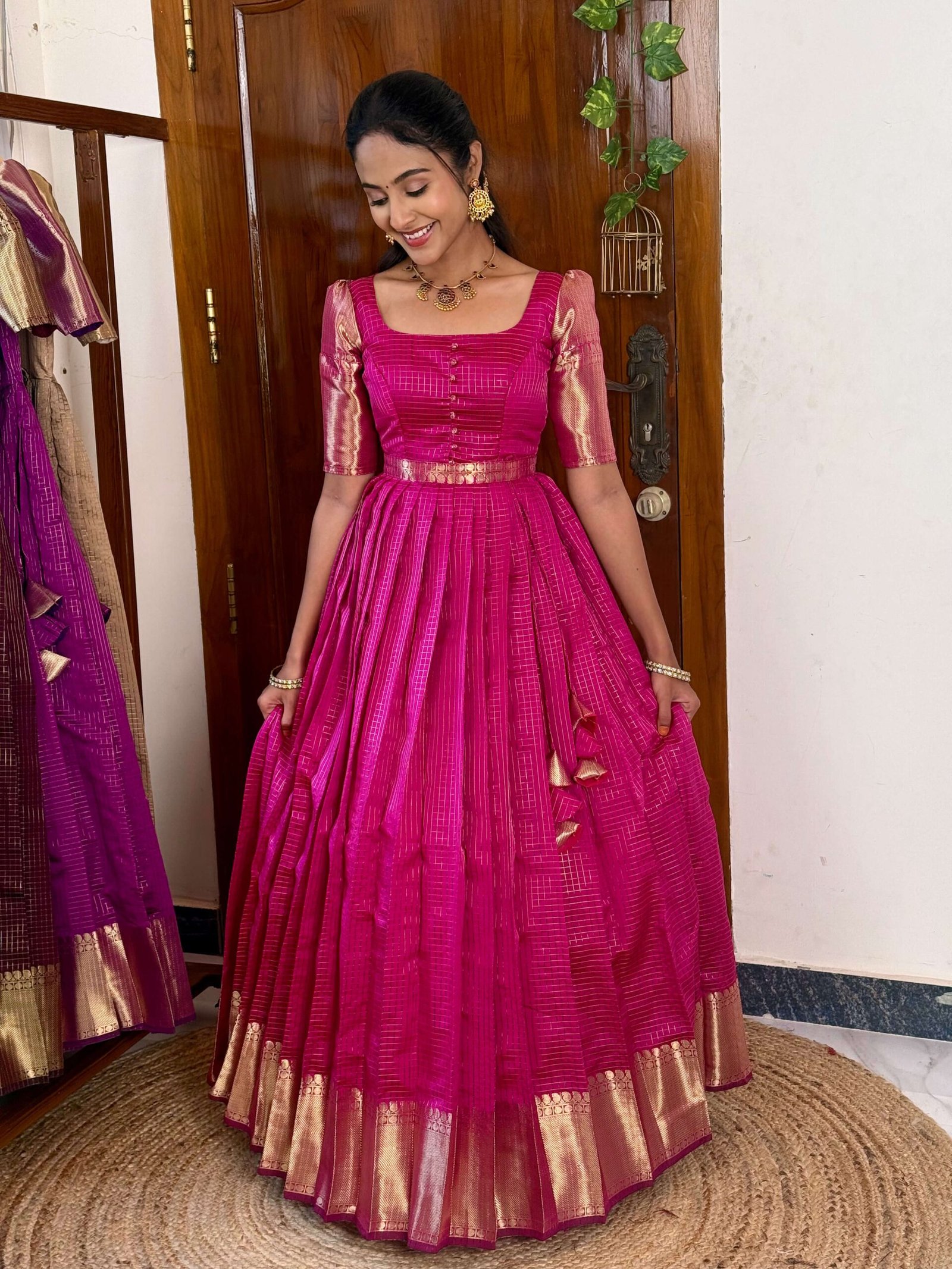 Zari Kattam Rani Pink