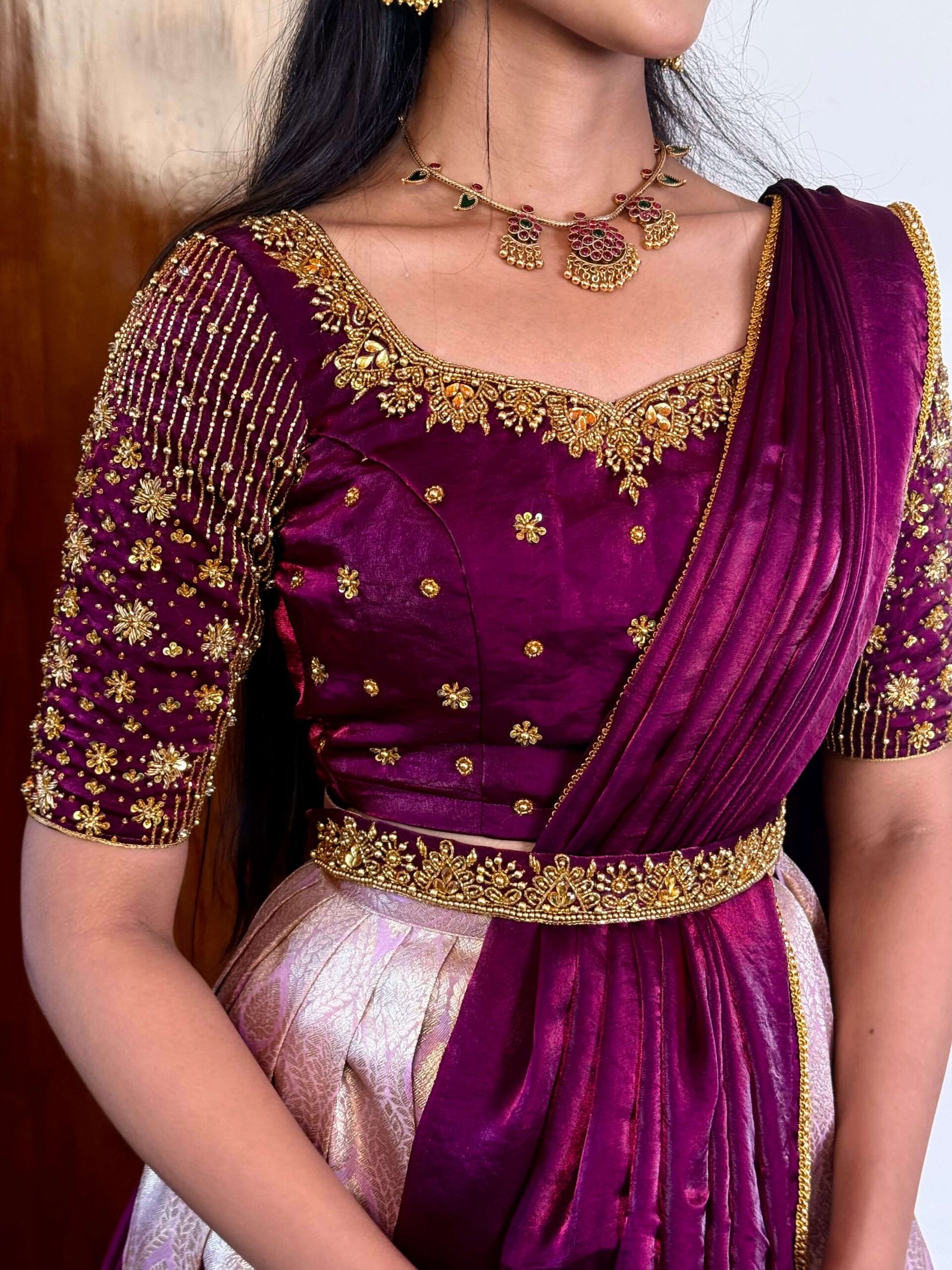Purplelave Premium Kanchipuram Silk Lehenga
