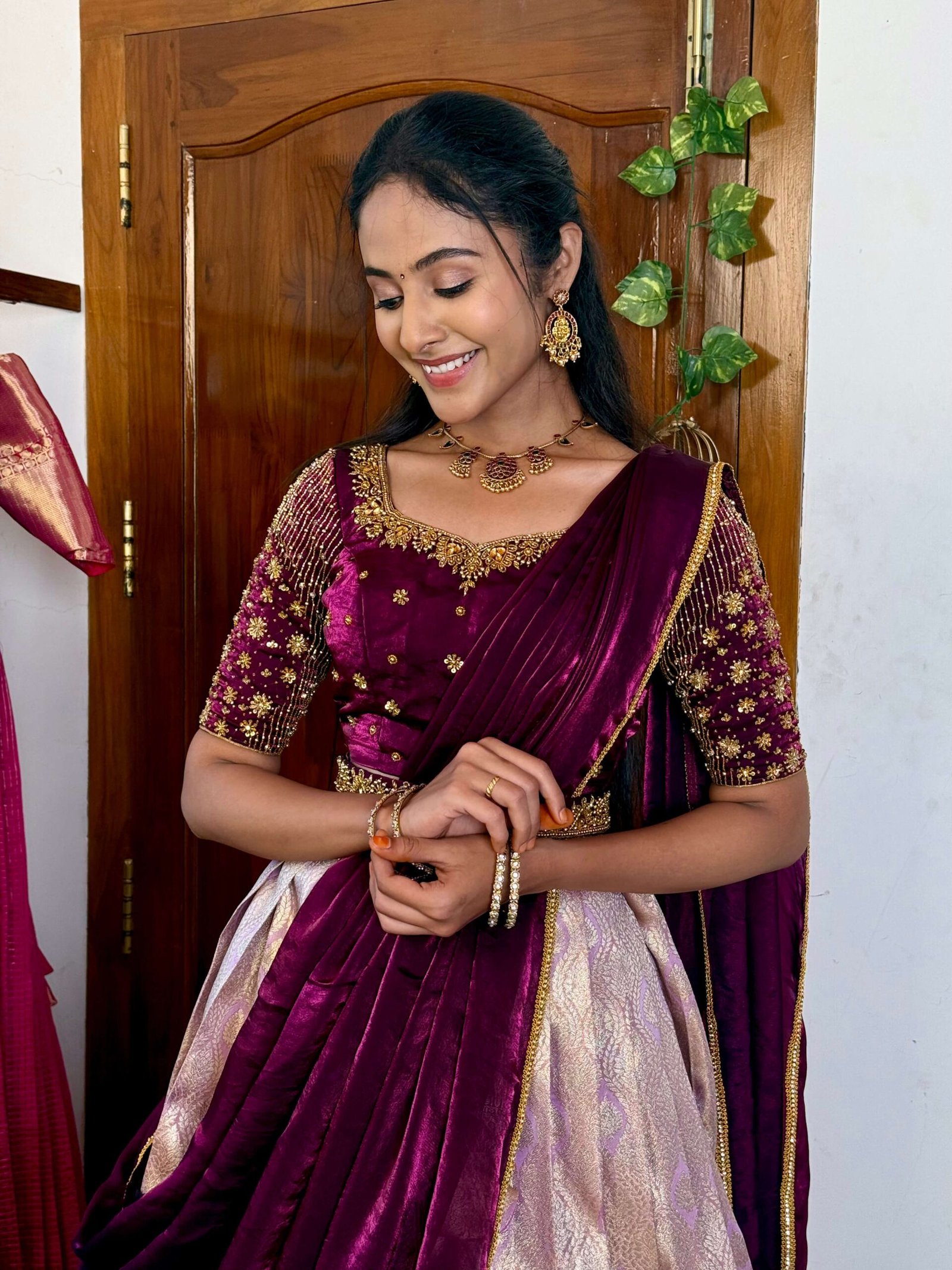 Purplelave Premium Kanchipuram Silk Lehenga