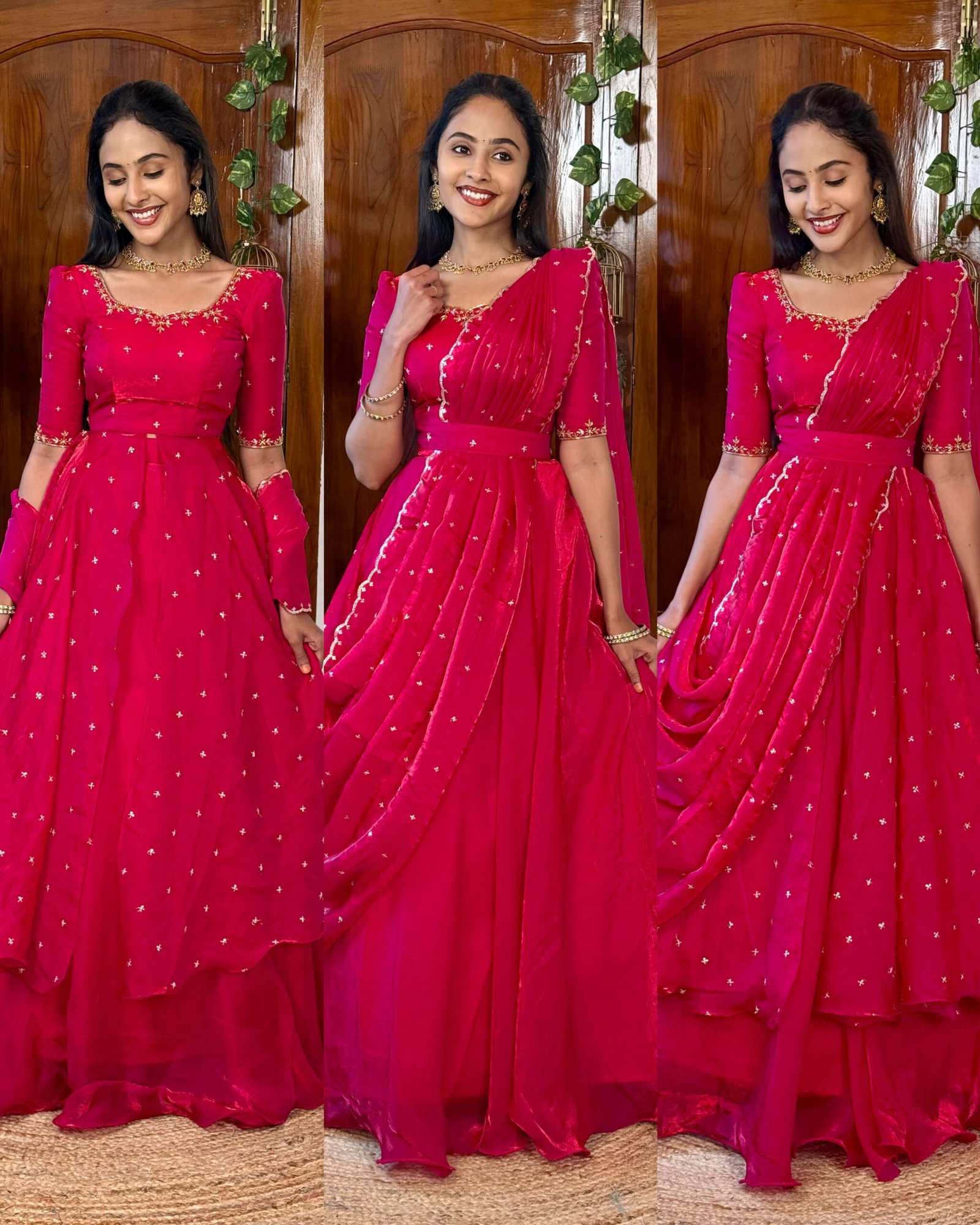 3 in 1 Rani pink AIRA Lehenga