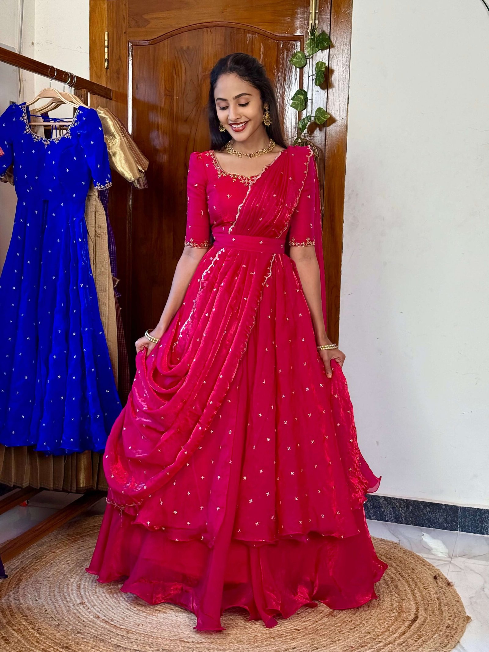 3 in 1 Rani pink AIRA Lehenga