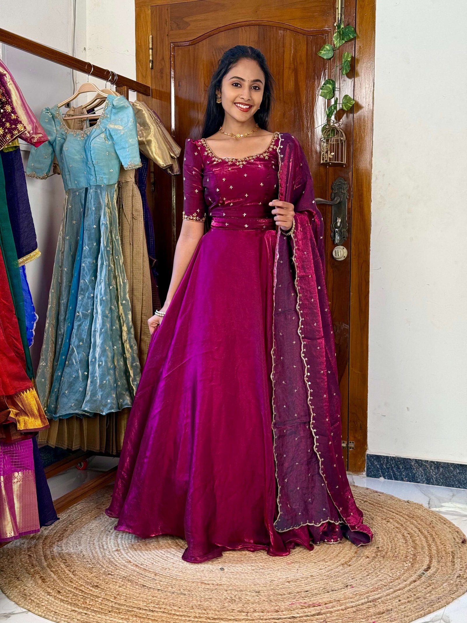 3 in 1 Magenta wine AIRA Lehenga