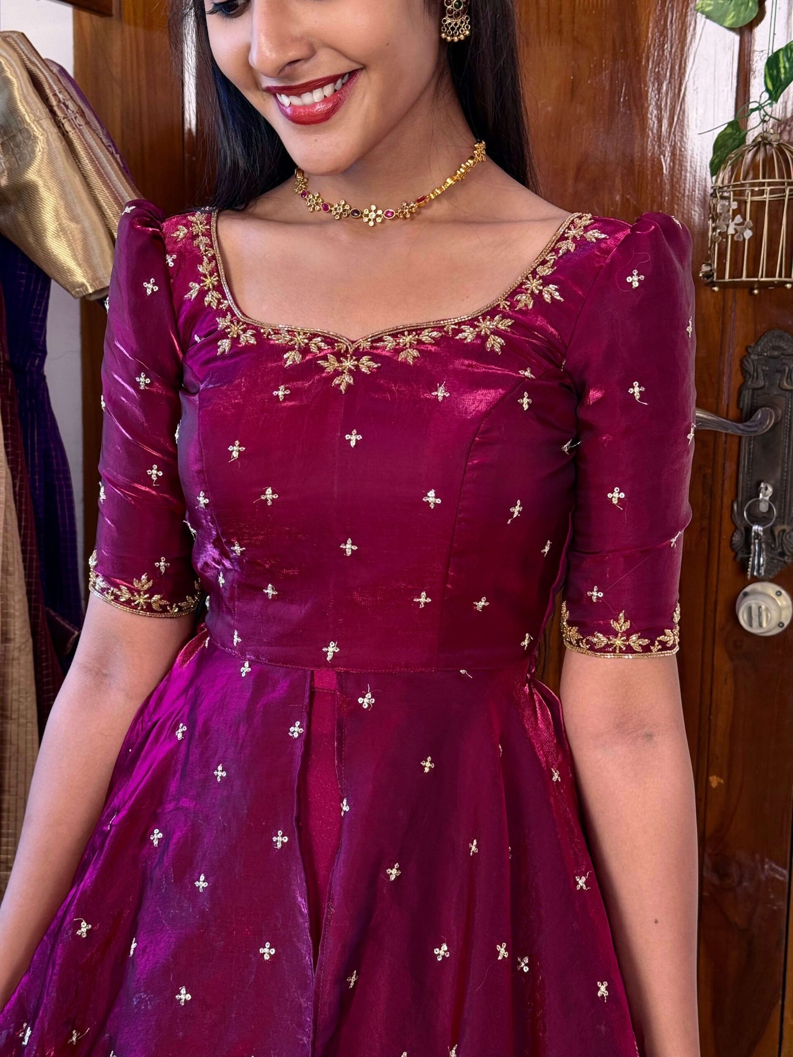 3 in 1 Magenta wine AIRA Lehenga