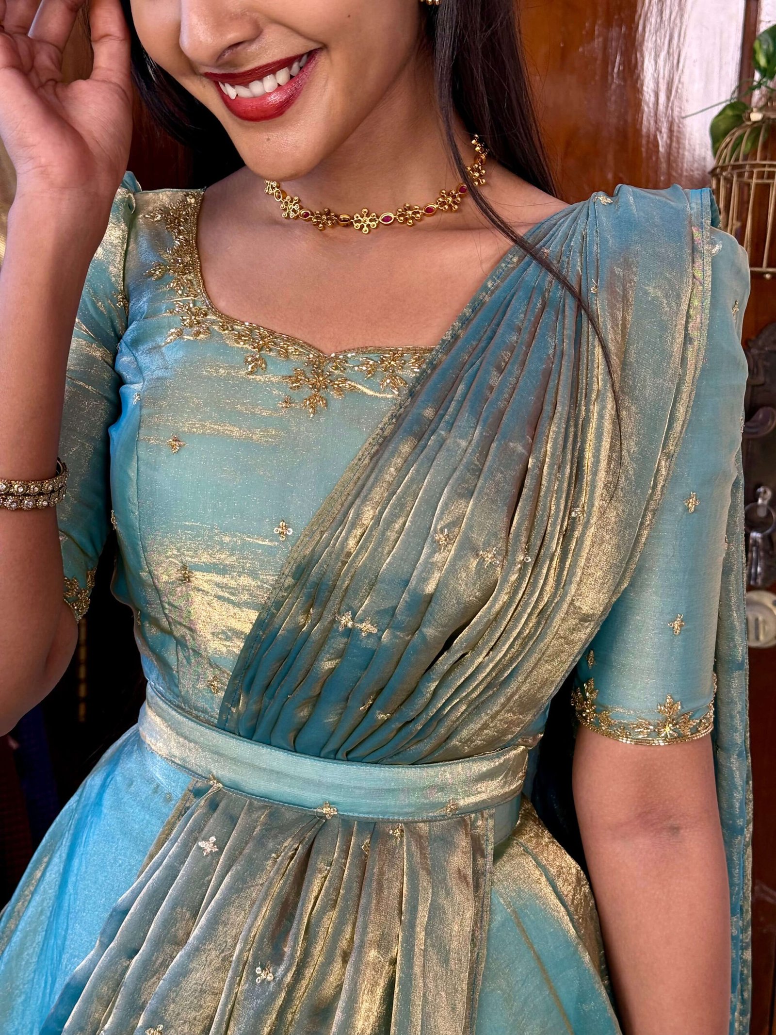 3 in 1 Ice blue AIRA Lehenga
