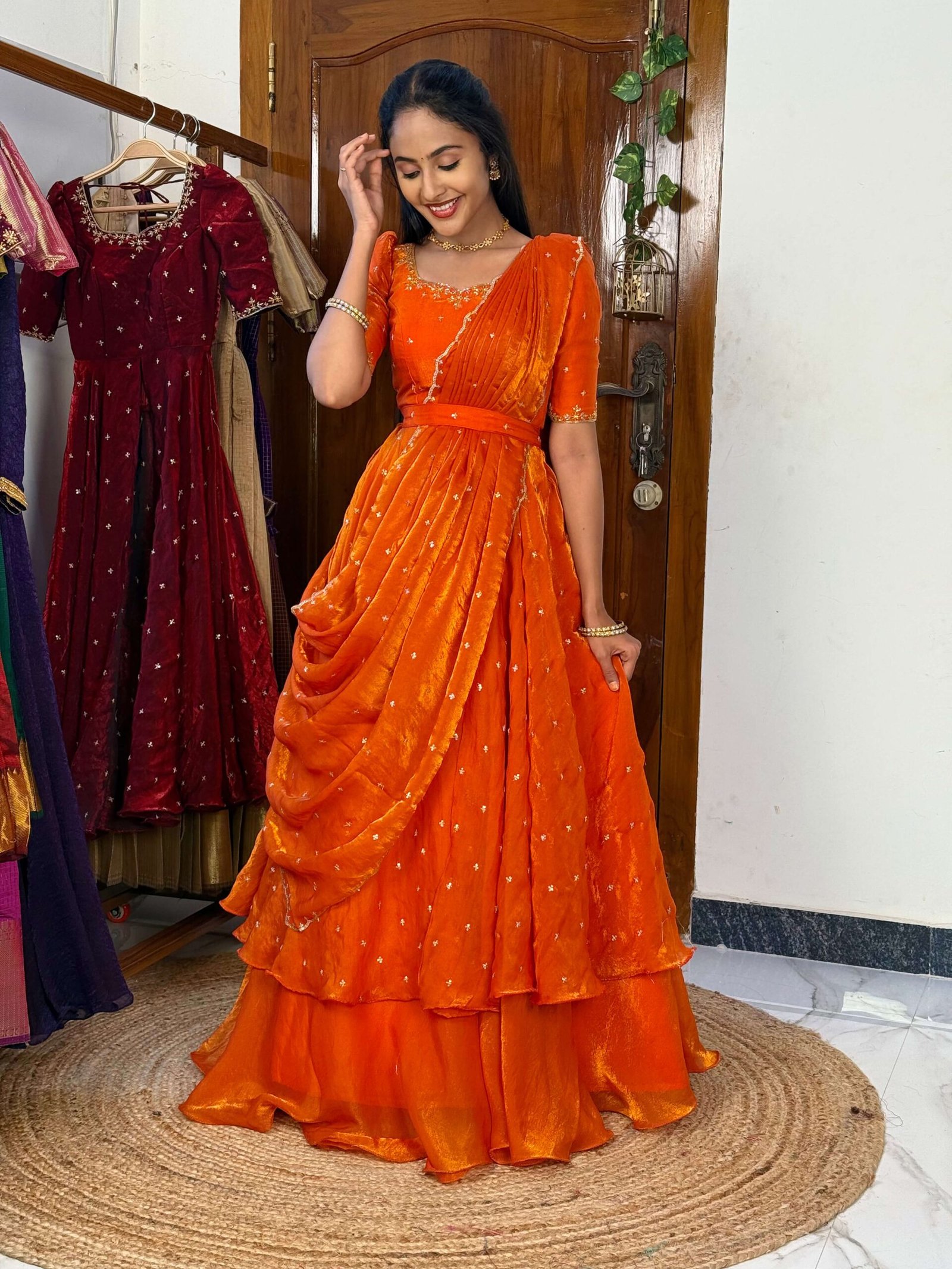 3 in 1 Orange AIRA Lehenga