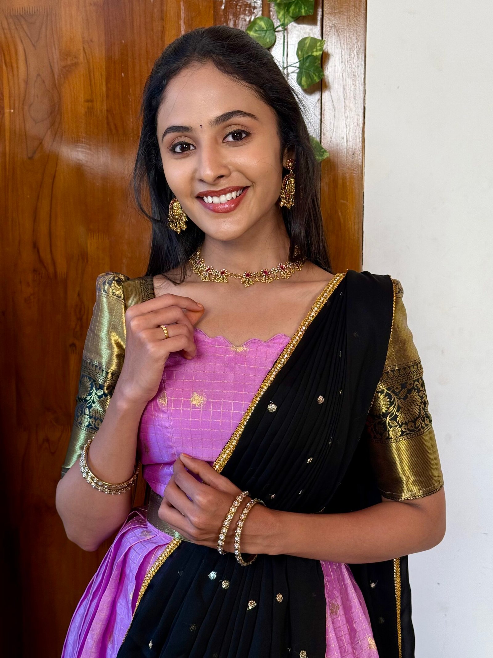 Kanmani Lavender and black lehenga