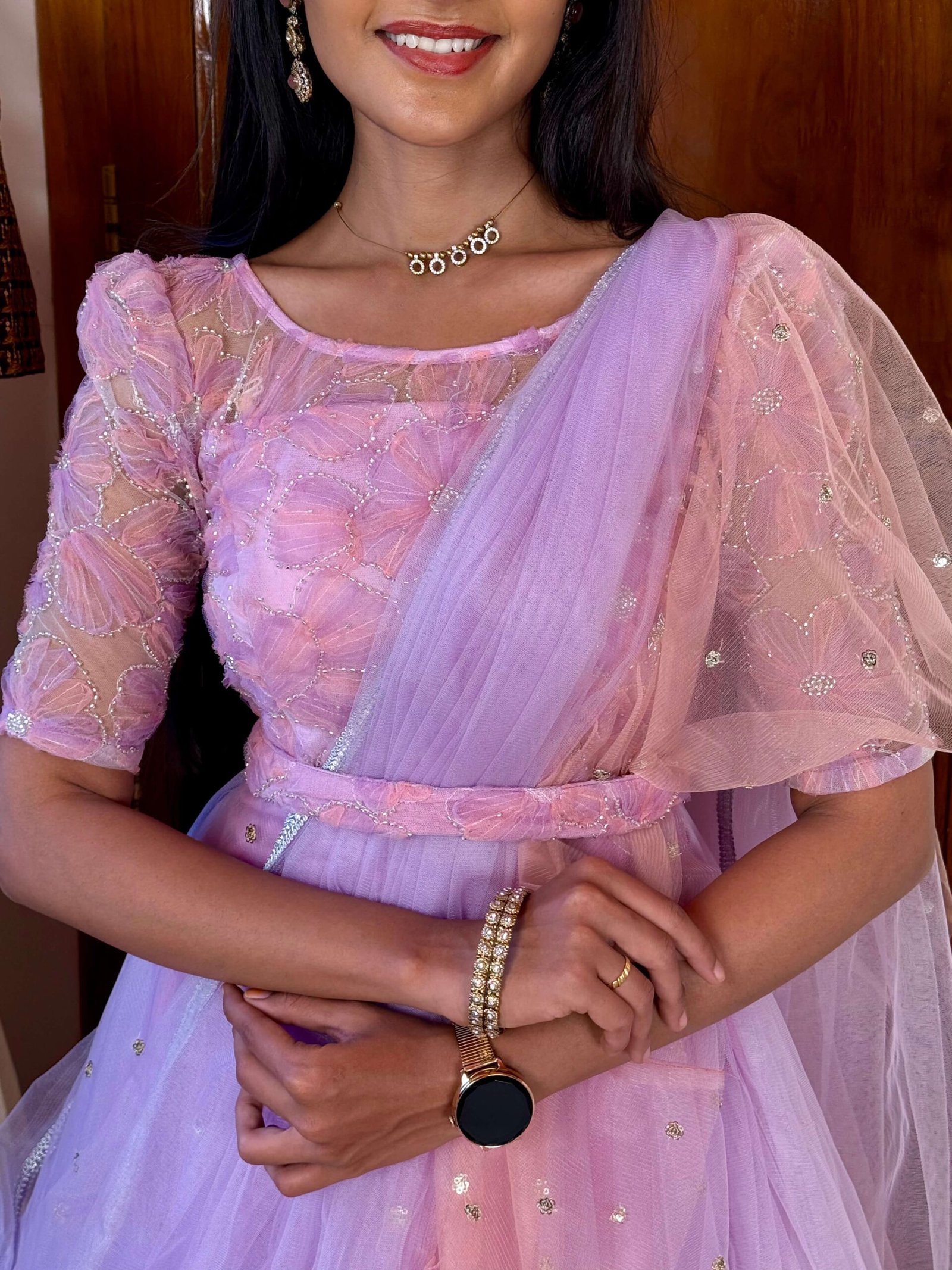 Princess Lavender - full bead worked ruffled maxi set