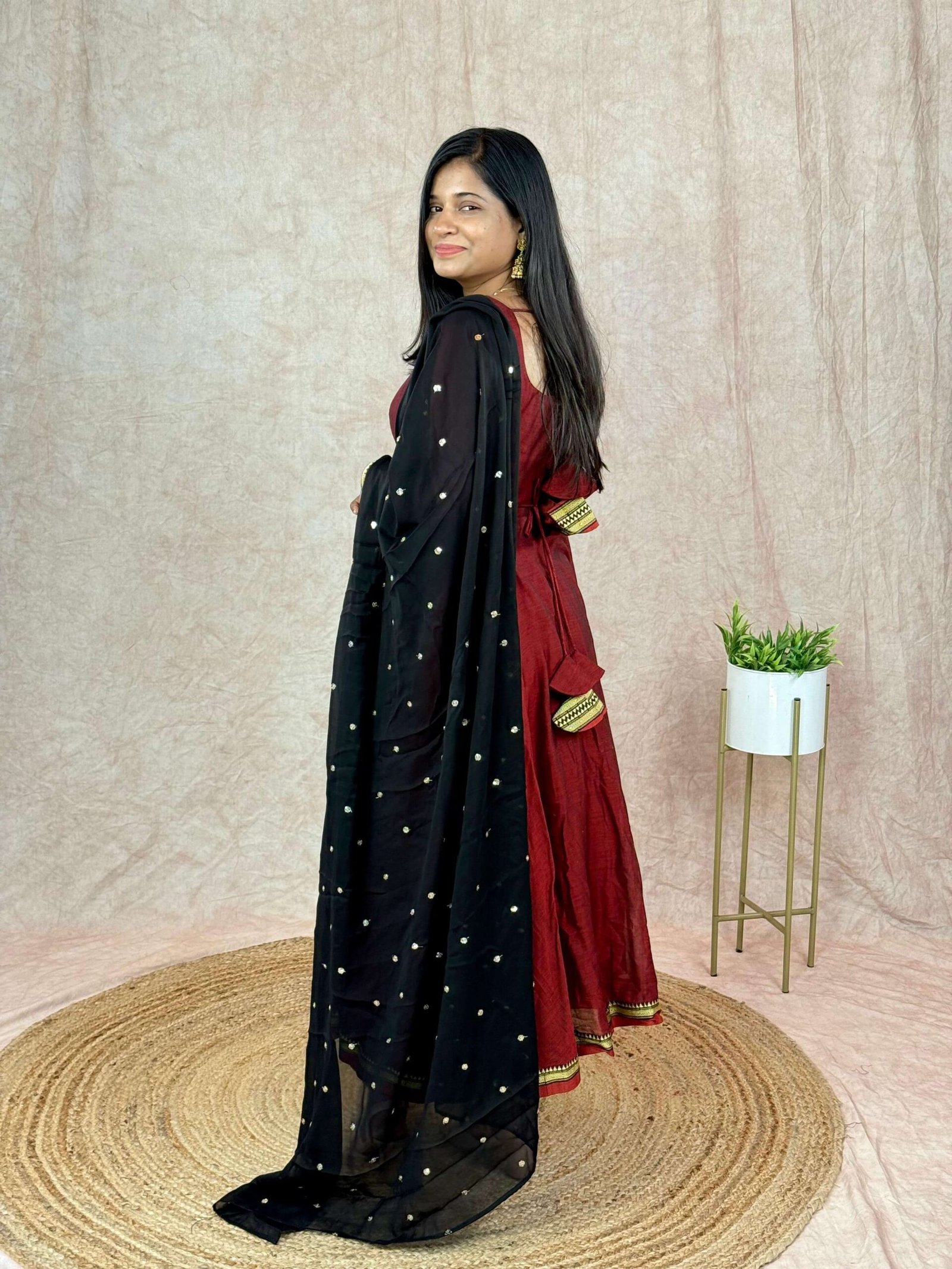 THOORIGAI - MAROON & BLACK (Maxi)