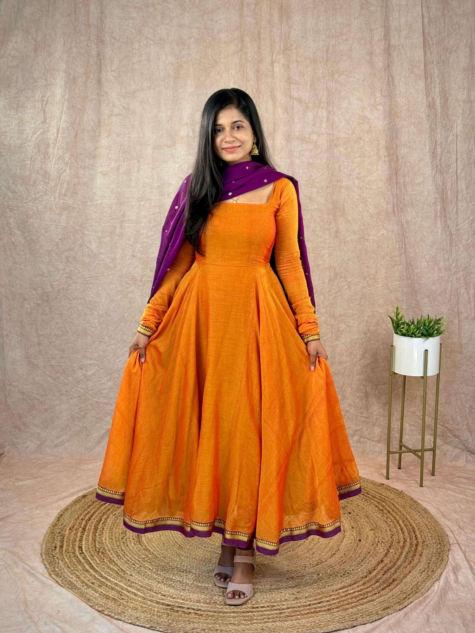 THOORIGAI - MUSTARD ORANGE & PURPLE (Maxi)