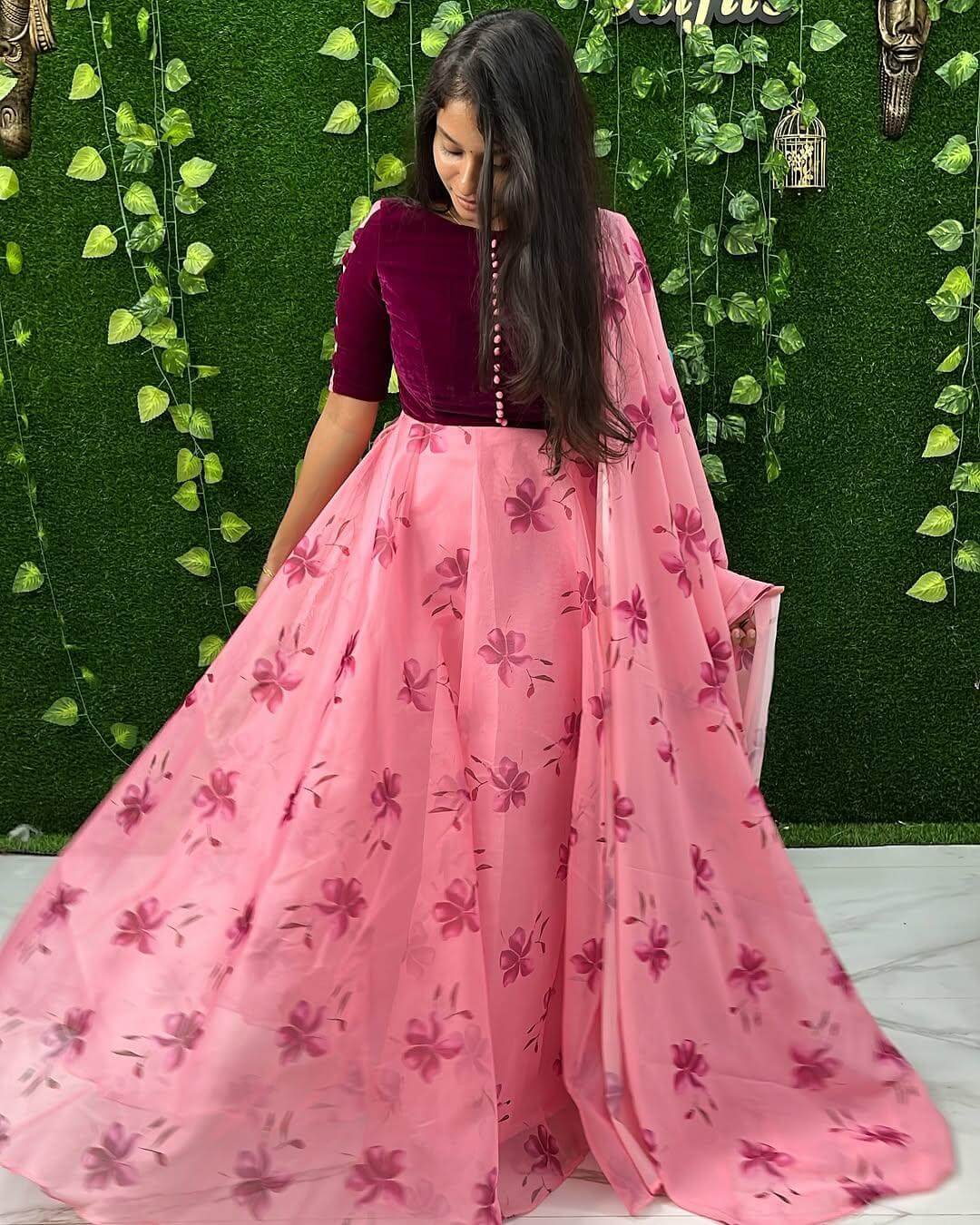 VELVET WITH FLORAL ORGANZA (Maxi)