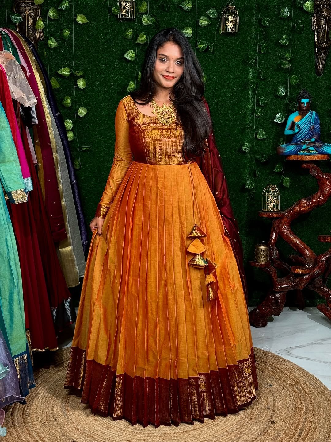 ZARI SIRPAM - MUSTARD & BROWN (Lehenga)